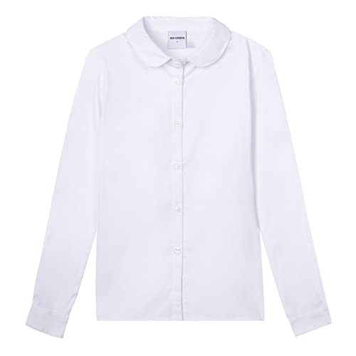 Image of Mud Kingdom Girls Dress Shirts School Uniform with Peter Pan Collar Poplin Long Sleeve
