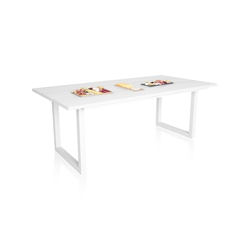 duehome | Altea, Mesa de Comedor Fija, Mesa Cocina, Mesa Salon, Acabado en Blanco, Medidas: 194 cm (Largo) x 90 cm (Ancho) x 75 cm (Alto)