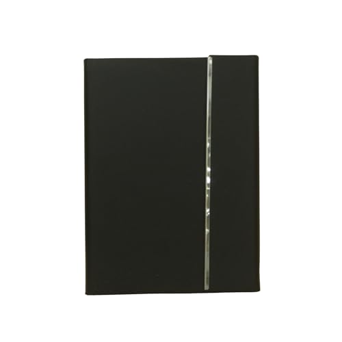 Image of A5 PU Leather Notebook with Tri Fold Magnetic Closure, PU Leather Diary with 192 Pages 80 GSM Ivory Paper for Office Business Journaling (Black)