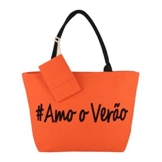 Bolsa De Praia Com Bolsinha Modelo Amo Verão (salmão)