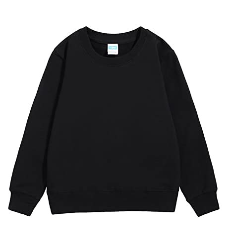 Generic Kids Toddler Solid Sweatshirts Soft Cotton Crewneck Shirt Long Sleeve Pullover Sweatshirt for Boys or (Black, 3-4 Years)