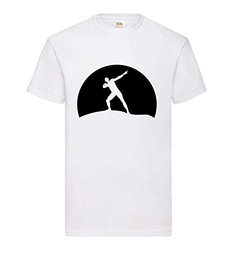 Shirt84.de Usain Bolt vor Sonnenuntergang - Camiseta para hombre Blanco M