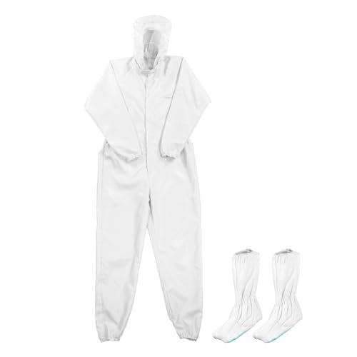 Image of MECCANIXITY ESD Lab Coat Anti Static Clothing Science One Piece Clothes Elastic Cuff with Hat Hood Uniform Work for Men Women