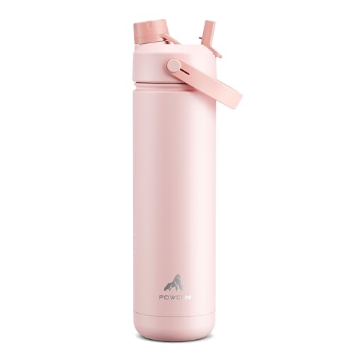26 oz Insulated Water Bottle with 2-in-1 Straw and Spout Lid, Keep Cold 24H, Leak-Proof, Fits in Car Cup Holder, Stainless Steel Water Bottle for Sports, Travel, and School (Cotton Candy)