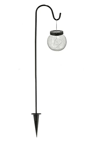 Spetebo Spina solare da giardino con sfera di vetro, 70 x 15 cm, sfera in vetro rotto con picchetto, decorazione da giardino, in vetro, lanterna con 20 LED, luce bianca calda