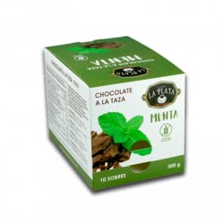 Chocolate a la taza La Plata - Sabores Menta, Blanco y Avellanas - Cajas de 10 sobres de 30 gramos (Menta)