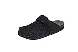 Machart: Pantoffeln MICCOS Herren Hausschuh Pantoffel Filz Klettverschluss, Größe:45 EU, Farbe:Schwarz