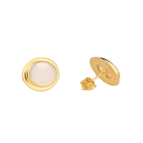 Boucles d'oreilles rondes en nacre argent 925 plaqué or pour femme
