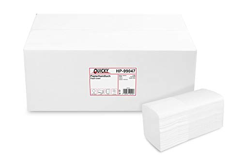 Quicky – Toallas de papel de, Z-Interfold, 21 x 32 cm, 3 capas, color blanco brillante, 2560 hojas