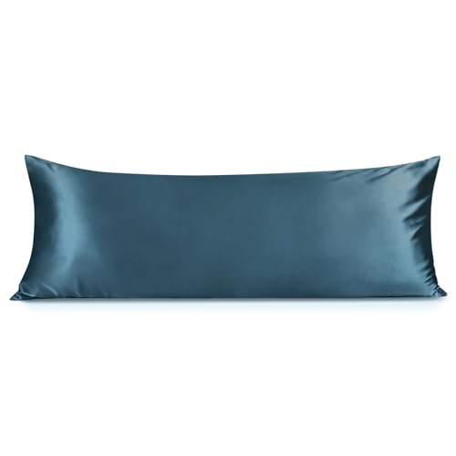 INFIIXSO Mulberry Silk Body Pillow Pillowcase, 20''x54'', Bluesteel, 1 Pc