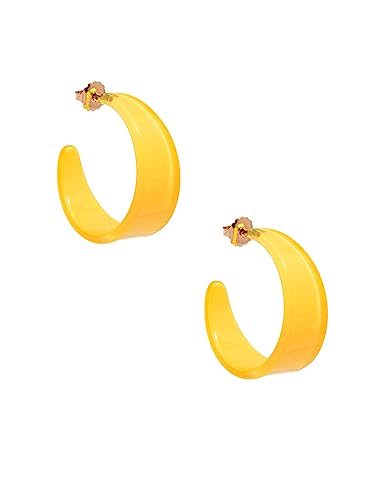 ZENZII Georgia Lightweight Chunky Open Hoop Resin Earrings with Butterfly Clasp for Women and Girls