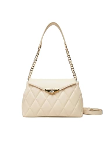 Valentino Padded Shoulder Bag with Gold Chain in Beige