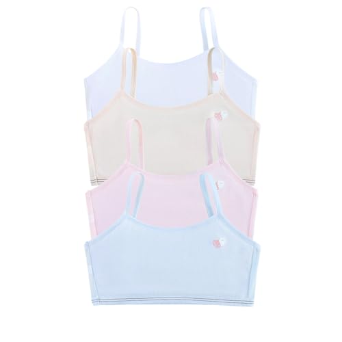 Training Bras for Girls 8-10 Years,Teens 10-14 Cotton Bra,No Pads Bras Lightweight,Wireless Begaining Bra, Teen Girl Clothes (US, Alpha, Large, Regular, Pink+White+Blue)