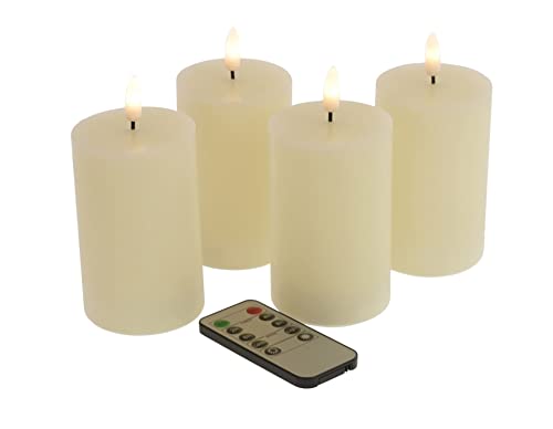 Werner Voss 4er Set LED Stumpenkerze 3D Flame, Creme, HxB 10 x 6,5 cm, mit Fernbedienung und Timer, dimmbar Cover