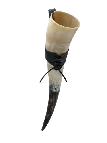 Cuerno vikingo methorn de 0,5 L con funda de piel medieval para LARP 4