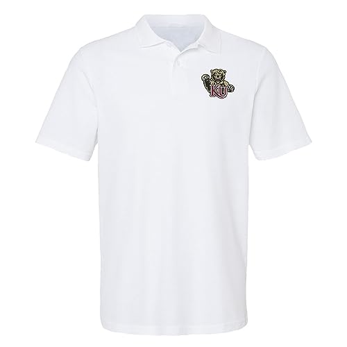 Campus Lab Kutztown University Primary Logo Men's Adult 100% Cotton Knit Polo Shirt, White, Small