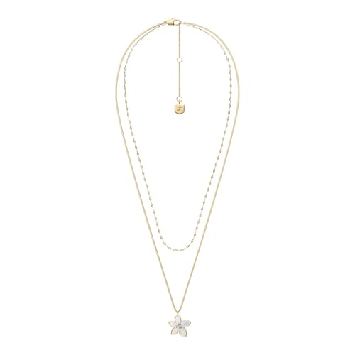 Image of Fossil Women's Gold-Tone Stainless Steel Pendant Chain Necklace for Women