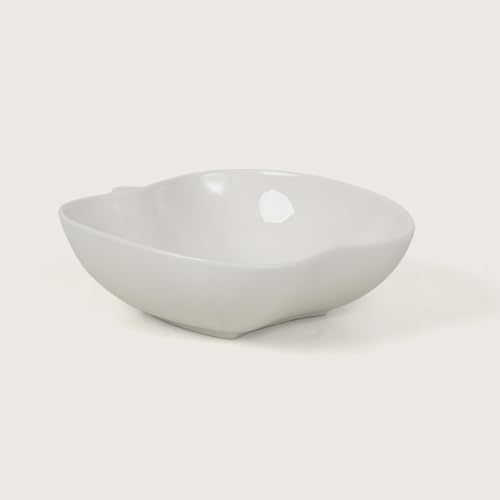 Image of HOME 360 Premium White Ceramic Dip Bowl Set of 3 | Wavy Square Mini Dishes & Condiment Serving Bowls | Elegant Pinch Bowls for Ketchup, Salsa, Chutney & DIps (1, Apple Sharped Serve Bowl)