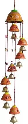 Rajasthani Design Handcrafted Hanging Windchimes|Latkan with 8 Bells for Home Dcor & Positive Energy (Orange)-image-47