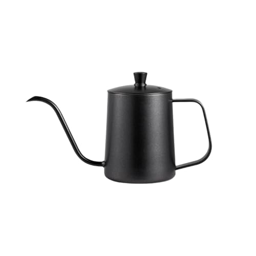 SOLLENTコーヒーポット コーヒー 細口 蓋付き ドリップ ステンレス ケトル やかん ドリップポット 直火 キャンプ ポット ポット 人気 ドリップケトル ドリップ用 蓋付き 耐久性 おしゃれ 珈琲考具 業務用 ホーム オフィス用 (ブラック(カバー