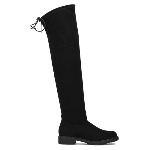 NY & C Womens Ulla Thigh High, Round Boots, Fabric Lining, Square Heel Thermoplastic Rubber Outsole2