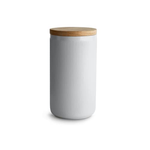 SPRINGLANE Boîte de conservation en céramique avec couvercle en bois, Récipient avec 400 ml à 1 litre de contenance - 10,1 x 18,3 cm gris clair Cover