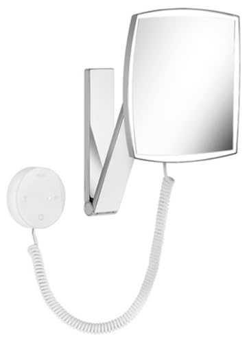 Keuco Kosmetikspiegel, Wandmodell, eckig, beleuchtet mit Sensorsteuerung, Unterputz-Kabelführung, einstellbare Lichtfarbe in fünf Stufen, Hochglanz-verchromt, iLook_Move