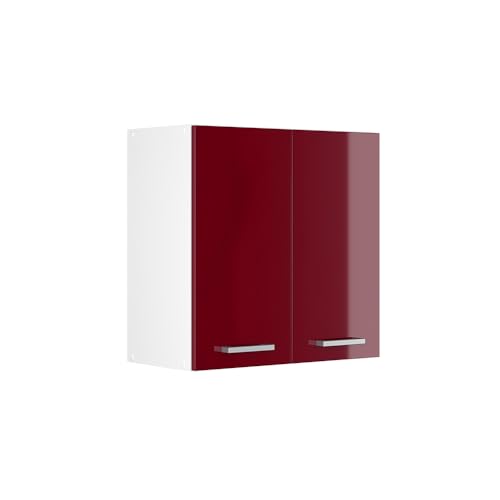 Vicco Armoire Suspendue R-Line, Rouge Bordeaux Haute Brillance, 60cm avec Portes, pour Montage Mural pour Le Rangement des ustensiles ménagers