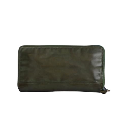 Genuine Italian Leather Wallet for Women with Zipper, Summer Wallets for Women, Vegetable Tanned Leather, Made In Italy (Forest Green)