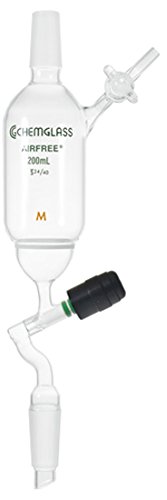Chemglass AF-0543-04 Series AF-0543 Filter Funnel, Airfree, Schlenk, Glass Stopcock on Side Arm, 40 mm OD Coarse Frit, 24/40 Inner Joint Size, 200 mL Capacity