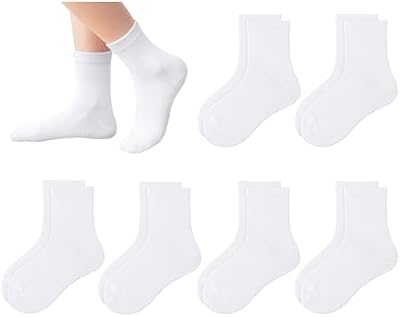 Lainlight Kids Socks 6 Pack - Soft Cotton White Athletic Crew Socks for Girls School Uniform, Seamle...