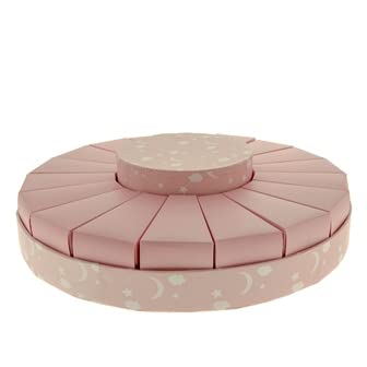 Porte dragées rose Formoso 30 cm pour éviter le désordre des boîtes sur table baptême