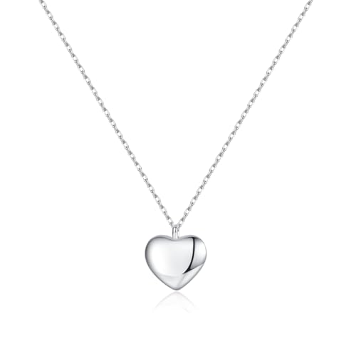 SLUYNZ 925 Sterling Silver Love Heart Choker Necklace for Women Teens Simple Love Heart Pendant Necklace Chain for Mother's Day