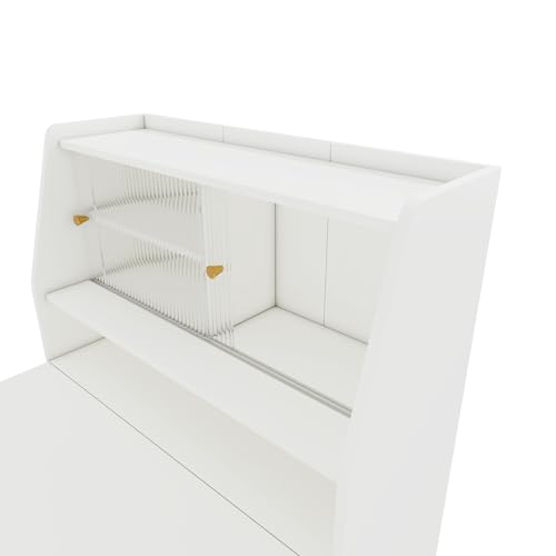 Table à manger extensible avec rangement Merax blanche 132cm