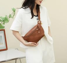 Soft leather small BumBag Crossbody travel bag waist bag, easy access to essentials, stylish travel passport bag, sling bag (Brown)3