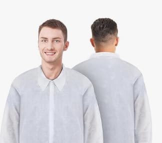 52 Pcs Disposable Lab Coats for Adults Lab Coat Bulk with Knitted Cuffs and Collar Laboratory Coat