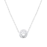 IGI Certified 1/2 Carat Lab Grown Diamond Solitaire Necklace Bezel Set (F-G Color, VS2-SI1 Clarity) Sterling Silver - 18 Inch Chain