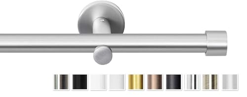 Rollmayer elegant und modern Chrom Matt Vorhangstange/Gardinenstange aus metall Ø 19mm (240cm Crux, im Silber, 1-läufig) verschiedene Größen und Endstücken Ohne Ringe! Rollmayer elegant und modern Chrom Matt Vorhangstange/Gardinenstange aus metall Ø 19mm (240cm Crux, im Silber, 1-läufig) verschiedene Größen und Endstücken Ohne Ringe!