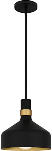 Quoizel Arbor Pendant Light, 11 Inch 1-Light Matte Black Hanging Ceiling Light for Kitchen Island, Dining, Hallway or Bedroom