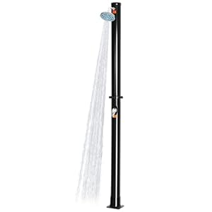 Goplus 5.3 Gallon Solar Heated Outdoor Shower, 7.2 FT Freestanding Garden Shower with 360° Swivel Shower Head & Temperature Adjustment, for Poolside Backyard Beach (Straight)