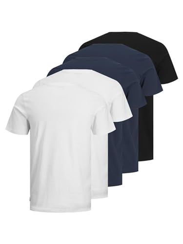 JACK & JONES Men's Jjeorganic Basic Tee Ss O-Neck 5pk Mp T-Shirt (Pack of 1)