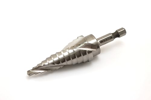 Image of TEMO M35 Cobalt Spiral Flute Step Drill Unibit, 12 Size 3 /16 Inch To 7 /8 Inch, 1 /4 Inch Hex Shank