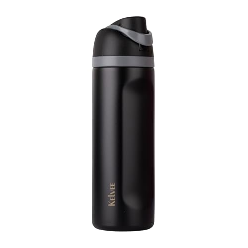 Image of KELVEE FreeSip Water Tumbler with Leak Proof Lid & Straw Insulated Stainless Steel 800ml, Reusable BPA-Free Leak-Proof Sipper for Sports, Office, School, Travel (Ebony)