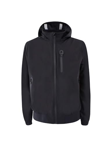 YES ZEE 8050716727618 Chaqueta tipo bomber con capucha, Negro , S