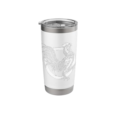 Red Rooster Chicken Cockfighting Fighting Cocks Cockerel Stainless Steel Insulated Tumbler