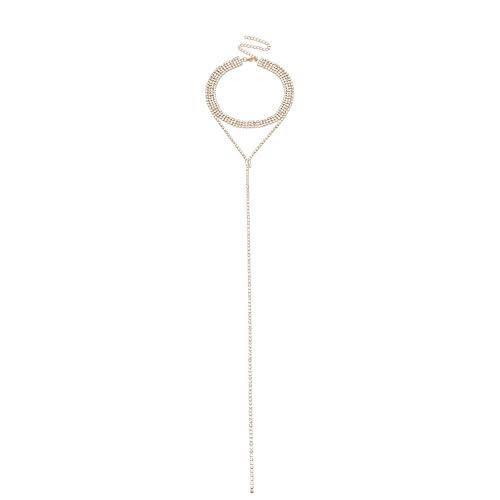 Collier double couche ras du cou en strass linéaires pour sublimer un décolleté d'été