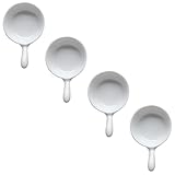 BESPORTBLE 4 Stück Weiße Keramik Saucenschälchen mit Griff Kleine Gewürzhalter für Heiße und Kalte Saucen Wiederverwendbare Dipschalen für Gastronomie und Restaurant