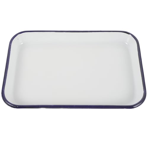 BRIGHTFUFU Bandeja de Porcelana Esmaltada Rectangular Resistente al Calor para Horno de Cocina y Barbacoa, Multifuncional para Pizza, Repostería y Verduras 20X30 CM