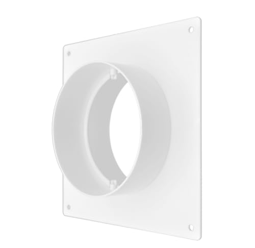 H&C VENT Conector de Brida para Ventilación 150mm sin Válvula │ Conectores de Tubo PVC Flexible, Aluminio Manguera Conducto │ Placa de Pared │ Extractor Cocina Tubo Aire Acondicionado Secadora Rejilla