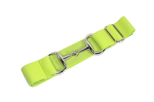 Kids 1.5 inch Elastic Equestrian Belt, Horse Riding Belt with Silver Buckle, Belt for Riding Breeches Girls (Lime Green), Adjustable